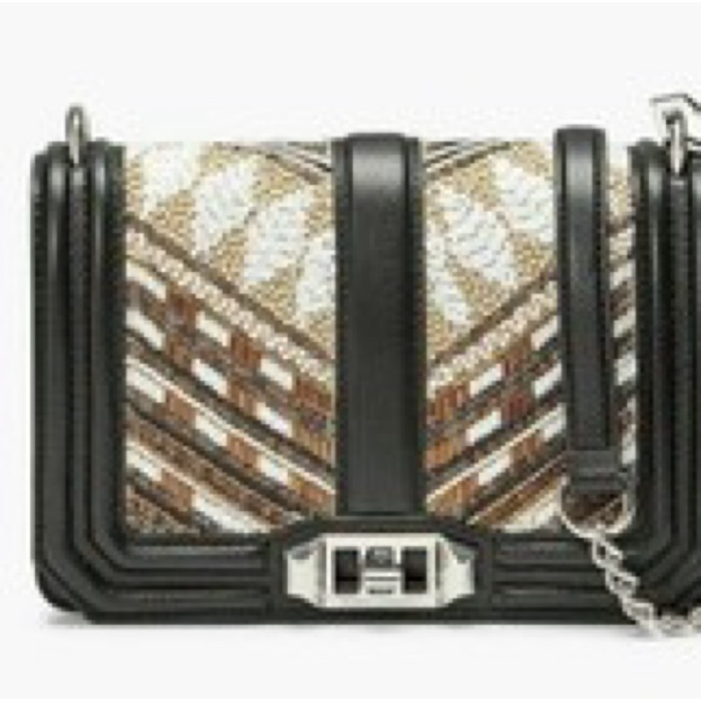Gently Used Embroidered Chevron Small Love Leather Crossbody Bag
